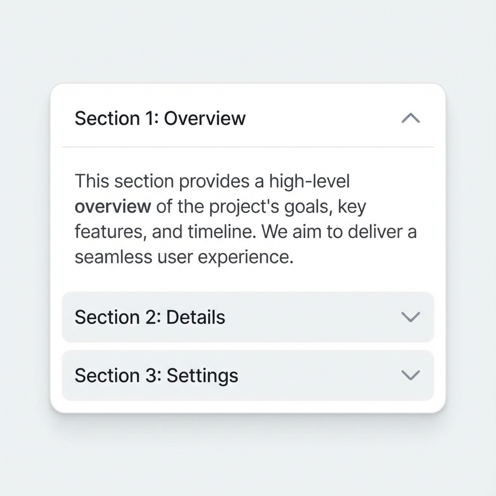 Accordion component with one expanded section